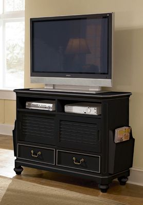 Lea Elite Retreat Black Sliding Door Media Chest with Drawers - 148-110
