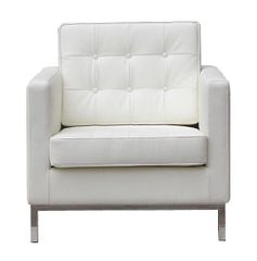 Leather Lounge Chair in White - FF08-1-WHITE
