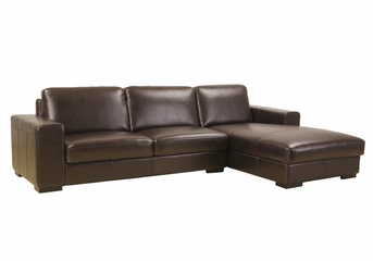 Leather Sectional Sofa Set - 2 Piece with Sofa and Chaise in Dark Brown - A3022-J001-2PC
