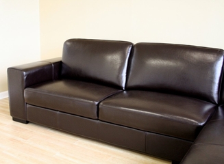 Leather Sectional Sofa Set - 2 Piece with Sofa and Chaise in Dark Brown - A3022-J001-2PC
