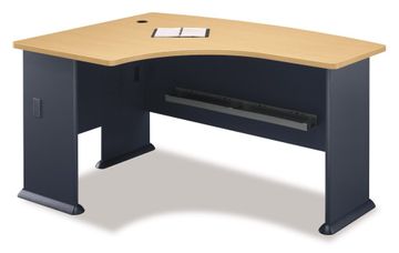 Left Side Bow Desk- Series A Beech Collection - Bush Office Furniture - WC14333