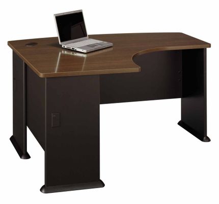 Left Side Bow Desk- Series A Walnut Collection - Bush Office Furniture - WC25533