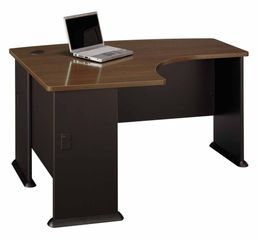 Left Side Bow Desk- Series A Walnut Collection - Bush Office Furniture - WC25533