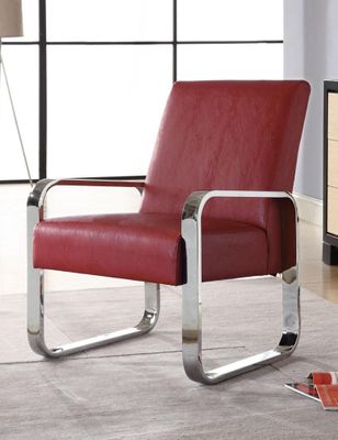 Leisure Chair in Red with Metal Arms - 900313