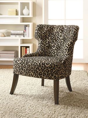 Leopard Print Accent Chair with Lean Tapered Legs - 902066