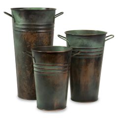 Leva Copper Verdigris Vase (Set of 3) - IMAX - 44122-3