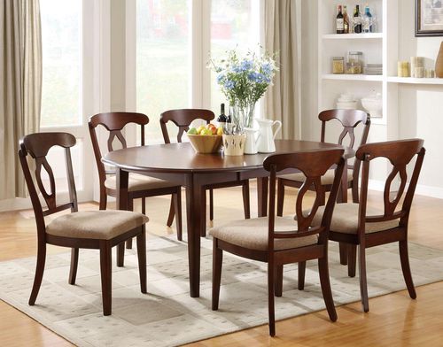 Liam 7-Piece Oval Top Table Set in Cherry - 102991