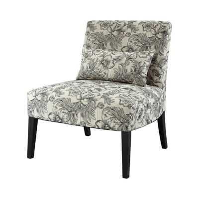 Lila Armless Chair with Black and White Floral - Powell Furniture - POWELL-528-630