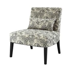 Lila Armless Chair with Black and White Floral - Powell Furniture - POWELL-528-630