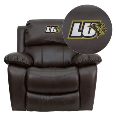 Lindenwood University Lions Brown Leather Rocker Recliner  - MEN-DA3439-91-BRN-41048-EMB-GG