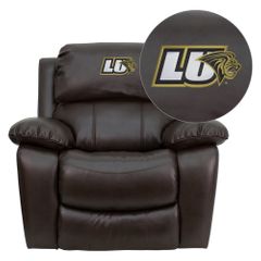 Lindenwood University Lions Brown Leather Rocker Recliner  - MEN-DA3439-91-BRN-41048-EMB-GG