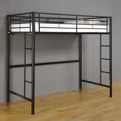 Loft Bed - Sunset Metal Twin Size Loft Bunk Bed in Black - BTOLBL