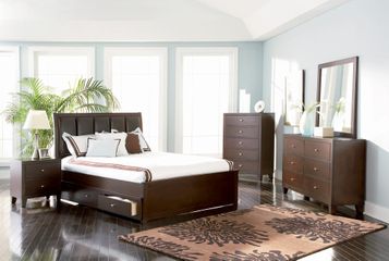 Lorretta Queen Size Bedroom Furniture Set in Deep Brown - Coaster - 201511Q-BSET