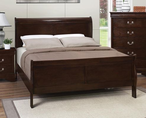 Louis Philippe 202 Full Sleigh Bed in Cappuccino - 202411F