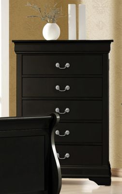 Louis Philippe Drawer Chest - Black Finish - 203965