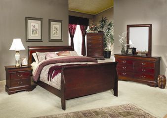 Louis Philippe Full Size Bedroom Furniture Set in Cherry - Coaster - 200431F-BSET