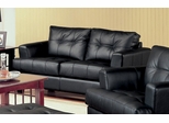 Loveseat in Black Leather - Coaster