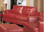 Loveseat in Red Leather - Coaster