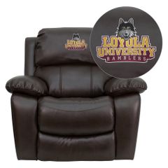 Loyola University Chicago Ramblers Brown Leather Rocker Recliner - MEN-DA3439-91-BRN-45014-EMB-GG