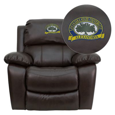 LSU Alexandria Generals Brown Leather Rocker Recliner  - MEN-DA3439-91-BRN-41049-EMB-GG
