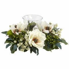 Magnolia Candelabrum Silk Flower Arrangement - Nearly Natural - 4794
