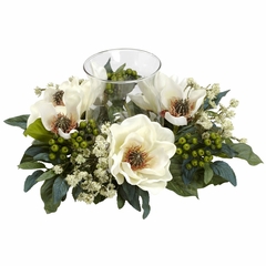 Magnolia Candelabrum Silk Flower Arrangement - Nearly Natural - 4794