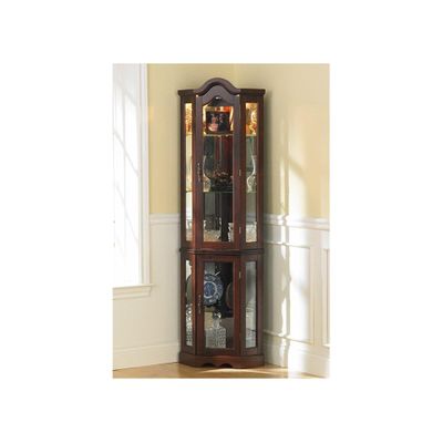 Mahogany Lighted Curio Cabinet - Holly & Martin