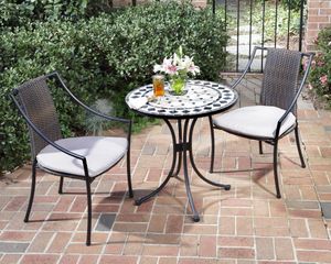 Marble Bistro Table and 2 Laguna Dining Arm Chairs - Home Styles - 5605-340