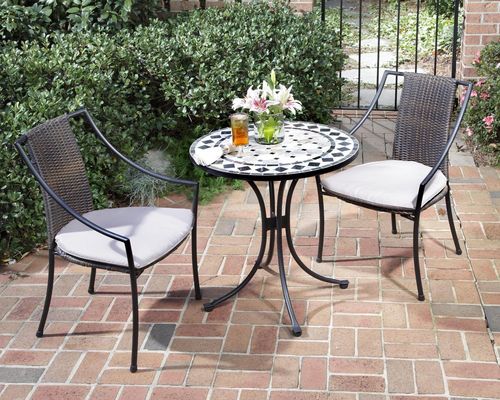 Marble Bistro Table and 2 Newport Arm Chairs - Home Styles - 5605-341