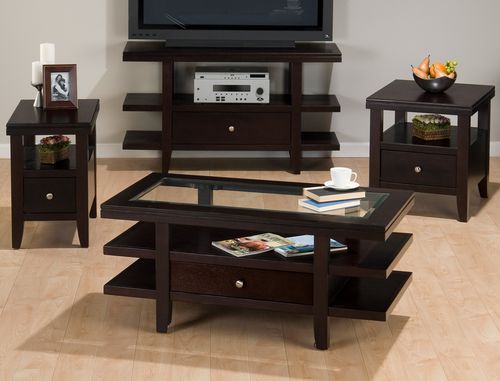 Marlon Wenge 4PC Sofa, Coffee, End and Chairside Table Set - 091-1