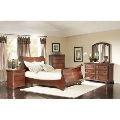 Marseille Sleigh Bedroom Set 5 Piece Black Cherry - Largo - LARGO-WG-B8610-SLEIGH-SET