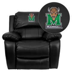 Marshall University Thundering Herd Leather Rocker Recliner - MEN-DA3439-91-BK-40016-EMB-GG