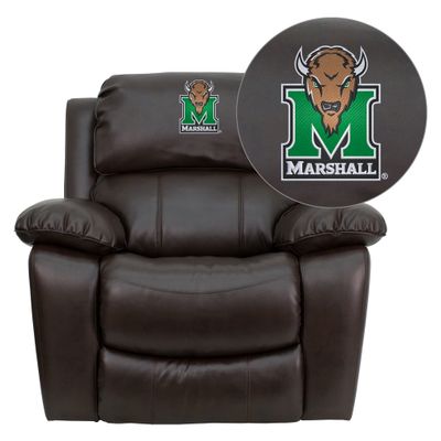 Marshall University Thundering Herd Leather Rocker Recliner - MEN-DA3439-91-BRN-40016-EMB-GG