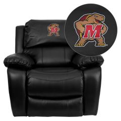 Maryland Terrapins Embroidered Black Leather Rocker Recliner - MEN-DA3439-91-BK-40029-EMB-GG