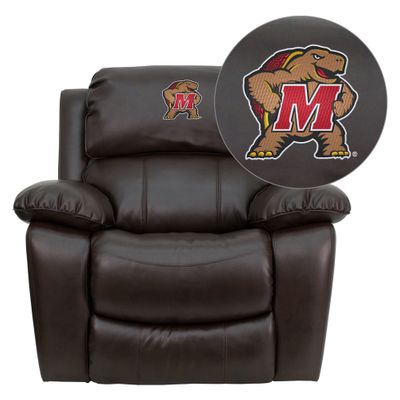 Maryland Terrapins Embroidered Brown Leather Rocker Recliner - MEN-DA3439-91-BRN-40029-EMB-GG