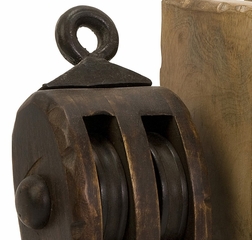 Mason Wood Pulley Bookends - IMAX - 73015