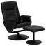 Massaging Black Leather Recliner and Ottoman with Leather Wrapped Base - BT-753P-MASSAGE-BK-GG