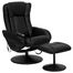 Massaging Black Leather Recliner and Ottoman with Leather Wrapped Base - BT-7672-MASSAGE-BK-GG