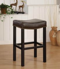 MBS-013 Tudor Backless 26" Stationary Barstool in Antique Brown Leather - Armen Living - LCMBS013BABC26