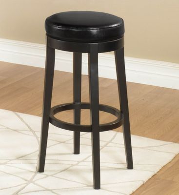 Mbs-450 Backless Swivel Barstool in Black Leather / Espresso - Armen Living - LC450BABL