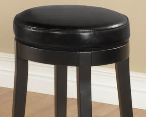 Mbs-450 Backless Swivel Barstool in Black Leather / Espresso - Armen Living - LC450BABL