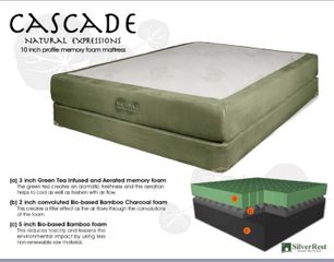 Memory Foam Mattress - 10" Cascade Queen Size Mattress - SilverRest - SRMCASMEM-50