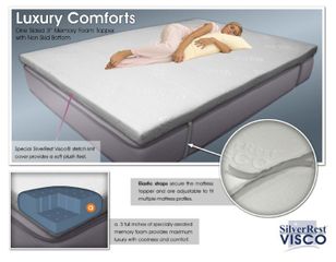 Memory Foam Mattress - 3" California King Size Solid Visco One-Sided Topper Mattress - SilverRest - SRT3INVSMEM-60