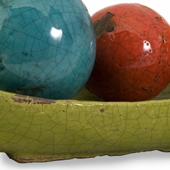 Mercade Decorative Ceramic Balls in Tray (Set of 4) - IMAX - 40176-4