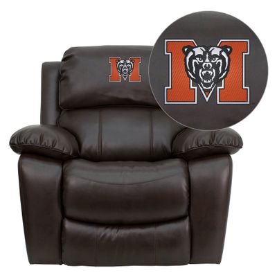 Mercer University Bears Brown Leather Rocker Recliner  - MEN-DA3439-91-BRN-45015-EMB-GG