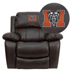 Mercer University Bears Brown Leather Rocker Recliner  - MEN-DA3439-91-BRN-45015-EMB-GG
