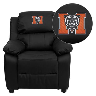 Mercer University Bears Embroidered Black Leather Kids Recliner - BT-7985-KID-BK-LEA-45015-EMB-GG