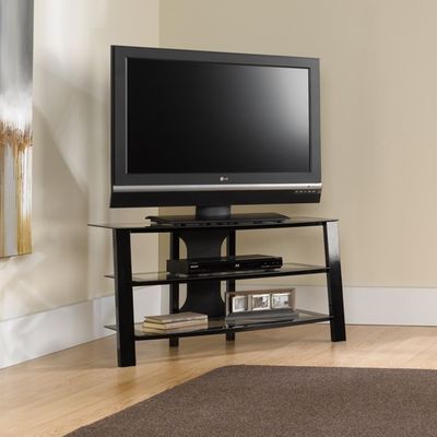 Mirage Panel TV Stand Black / Clear - Sauder Furniture - 412067