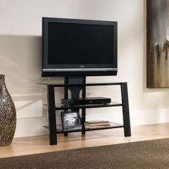 Mirage Panel TV Stand with Mount Black / Clear - Sauder Furniture - 411972