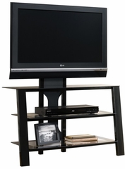 Mirage Panel TV Stand with Mount Black / Clear - Sauder Furniture - 411972